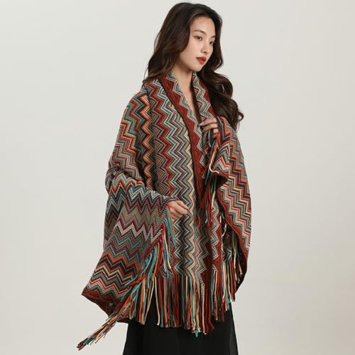 Shawl Wrap Poncho Cape for Women Wraps Warm with Tassel for Fall Winter Oversized Knitted Open Front Shawl3