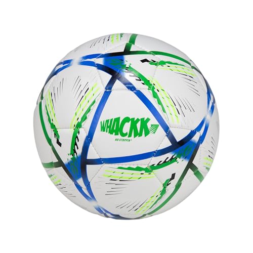 Image of WHACKK Football Size 5 Soccer Ball Hand Stitched for Practice & Training - Original PVC Waterproof. 3 Layered Ideal Sports Ball for All Ages on Ground, Grass and Turf (Hagi, Navy Green)