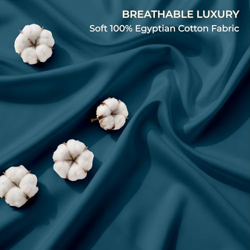 Image of SGI bedding 100% Egyptian Cotton Sheets RV King Size - 600 Thread Count Sheets Set, Soft, Cooling, 15 inch Deep Pocket, Luxury Hotel Bedding, Breathable, Durable - Teal