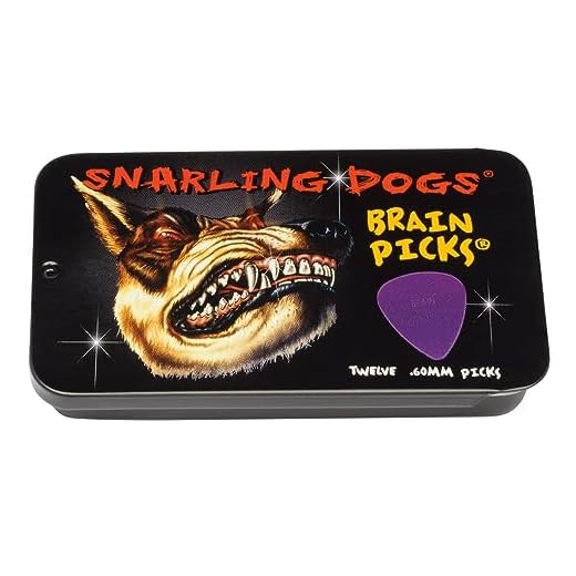 D'Andrea Snarling Dog Brain Nylon Guitar Picks 12 Pack with Tin Box (Purple, 0.60mm)