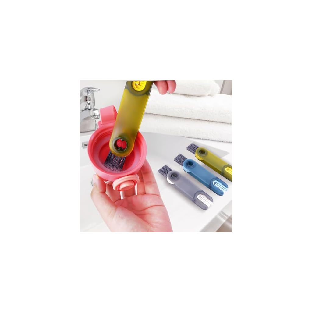 3 PCS 3 in 1 Cup Lid Gap Cleaning Set, Mutipurpose Tiny Silicone Bottle Cleaning Brush