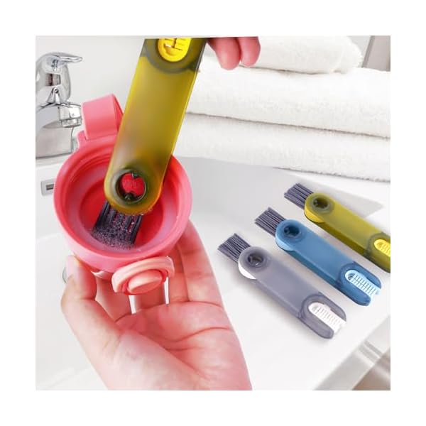 3 PCS 3 in 1 Cup Lid Gap Cleaning Set, Mutipurpose Tiny Silicone Bottle Cleaning Brush