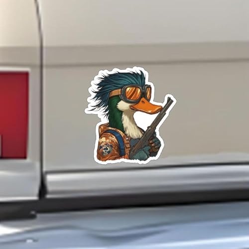 Image of Funny Mullet Duck Sticker - Mallard Madness Decal | Vinyl Duck Decal for Duck Hunting Fans, Humorous Meme Sticker for Adults, for Trucks and Cars