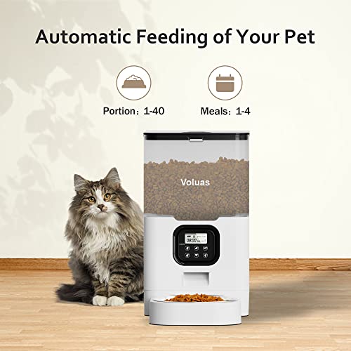 image for VOLUAS Automatic Cat Feeders - Pet Food Dispenser for Dry Food, Timed 