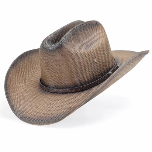Image of Straw Cowboy Hat, Cattleman Crease 4.1 inch Wide Brim Western