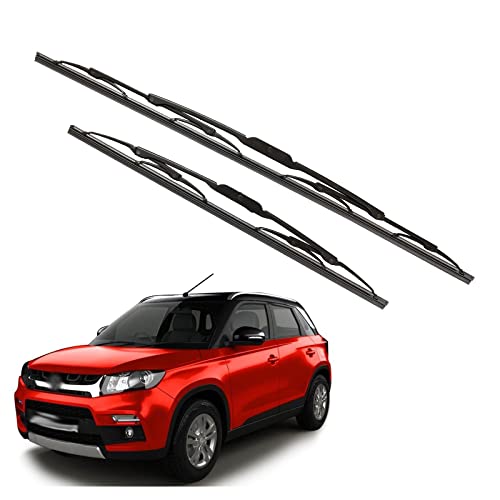 Image of Kylo Windshield Wiper for Brezza /Conventional and Traditional Metal Type Windshield Water Repellency Scratch Proof Metal Wiper Blades Suitable for Brezza (Driver Side - 24 inch, Passenger Side - 17 inch)