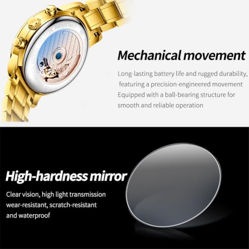 Image of OLEVS Automatic Watches for Men Luxury Skeleton Multi-Function Mechanical Watch Self Winding Date Waterproof Luminous Mens Watch