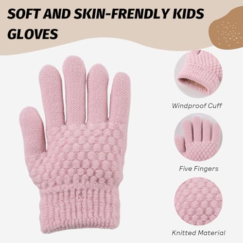 Image of JANGANNSA Cold Weather Kids Gloves Warm Knitted Children Magic Glove With Fleece Lining Winter Gloves For Boys Girls