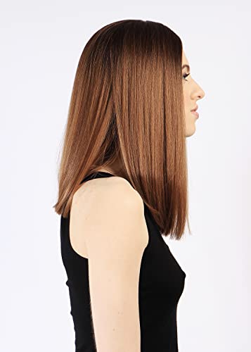 Perruque lace miel mi-longue cheveux japonais pour masquer la repousse facilement - 2