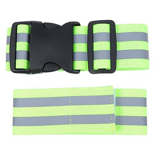 Healeved 2 Pcs Reflective Arm Bands for Running and Cycling, High Visibility Adjustable Synthetic Material Straps, Lightweight Safety Gear for Night