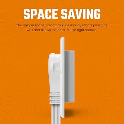 White Extension Cord 10+ Ft 3-Prong 3-Outlet Extension Wire- Space-Saving Flat Angled for Indoor Use by Bindmaster- UL-Listed