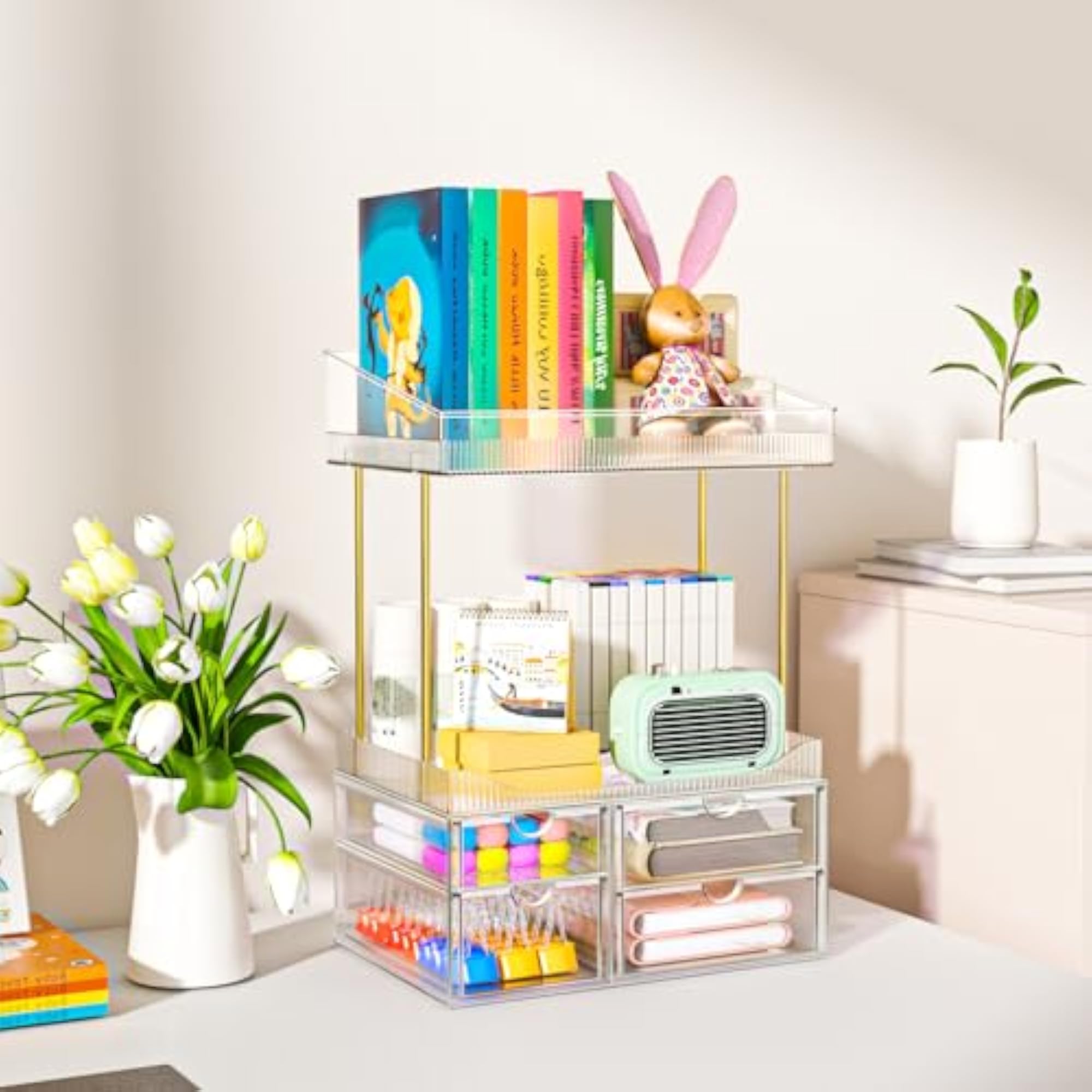 4 Tier Makeup Storage Organizer with Drawers