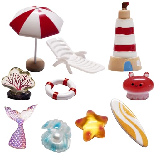 Chico Land Mini Island Scene Figurines Set, Beach-Themed Mini Decor for Sensory Scenes, Dollhouse & Miniature Display, Aquarium and Terrarium Accessories