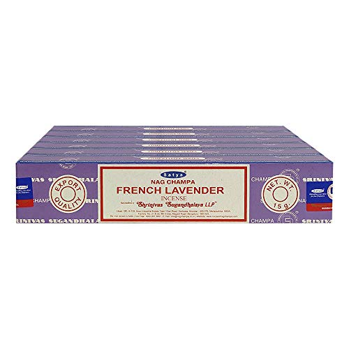 Satya Nag Champa French Lavender Incense Sticks Pack Of 12 Boxes 15Gms Each Hand Rolled Agarbatti Fine Quality Incense Sticks For Purification, Relaxation, Positivity, Yoga, Meditation #TOP2