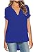 TOUQIANMAO Women Summer V Neck Short Sleeve Casual Chiffon Blouse Oversize Top Shirts