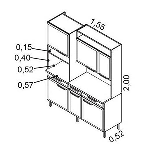 Cozinha Compacta Itatiaia I31vg3-155 Regina 6 Portas Branca/Preta