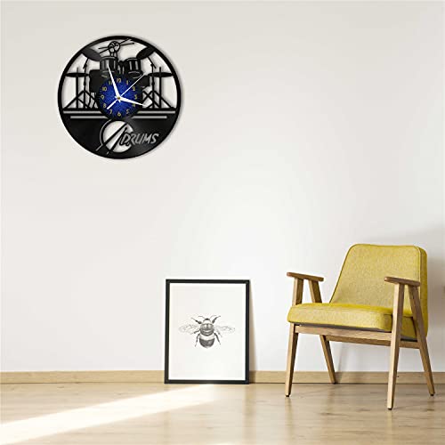 Horloge Murale Vinyle Grand Format Décor Tambours Moderne - 4