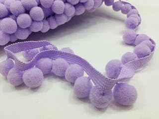 Cojines con flecos y pompones de 2 cm, tamaño XL, para decoración del hogar, proyectos de costura, manualidades, color lila, carrete de 10 metros