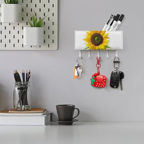 Soporte para llaves de girasol con 5 ganchos metálicos para pared de pasillo 6