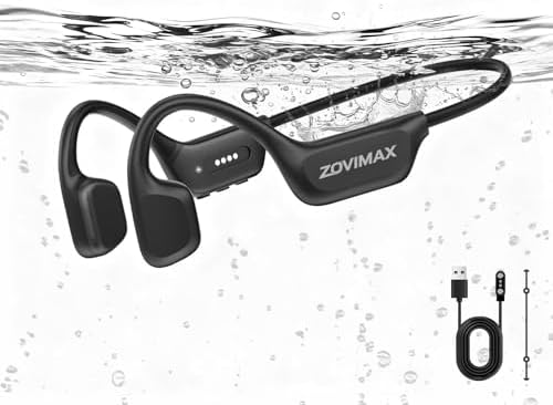 ZOVIMAX Knochenschall Kopfhörer Schwimmen, IPX8, 8 GB MP3, Bluetooth 6.0 | Open-Ear Sportkopfhörer, IPX8 Wasserdicht, MP3-Player fürs Schwimmen, 12h Laufzeit, Unterwasser, Laufen &