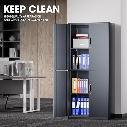 image for DNA MOTORING Metal Storage Cabinet, 71'' Locking Cabinet with 4 Doors 