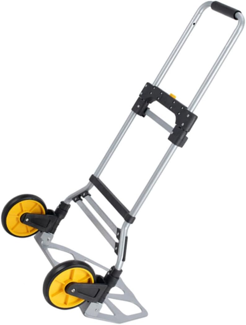 Ciieeo 1Pc Foldable Aluminum Alloy Handcart Two Wheeled Trolley with Telescopic Handle Lightweight Portable Shopping and Hauling Cart for Luggage Groceries and Moving Needs
