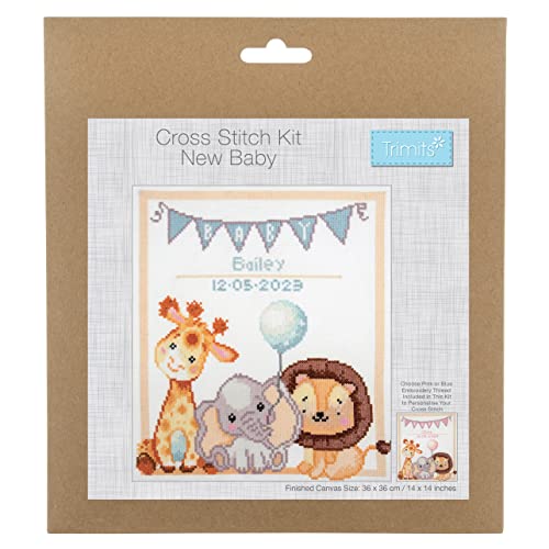 Trimits Große Kreuzstich-Sets - gezählte Stickerei Handarbeit für Erwachsene, Kinder, Weihnachtsgeschenke (Rahmen nicht im Lieferumfang enthalten) 11-fädiges Aida-Gewebe - Baby