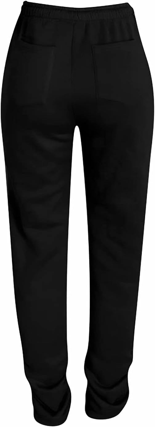 Molisry Women Stacked Sweatpants Fleece Drawstring High Waist Legging Jogger for Fall - Image 6