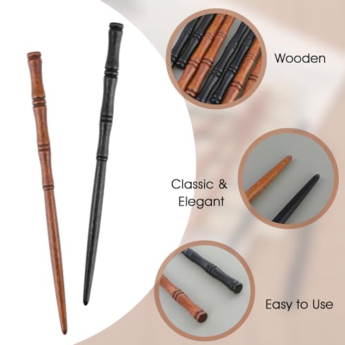Gjinxi Wooden Sticks Hair Chopstick 8PCs,Bamboo Shape Long Hair Sticks,Wood Hair Chopsticks Hair Holders,Women Hair Pins Buns,Classical Hairpin Hair Accessories Decorative Hair Holder for Women