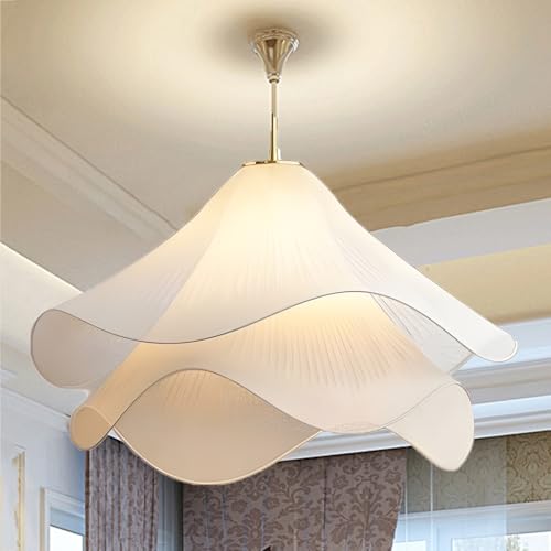 Lustre moderne en tissu crème pour illuminer chaleureusement votre salle à manger