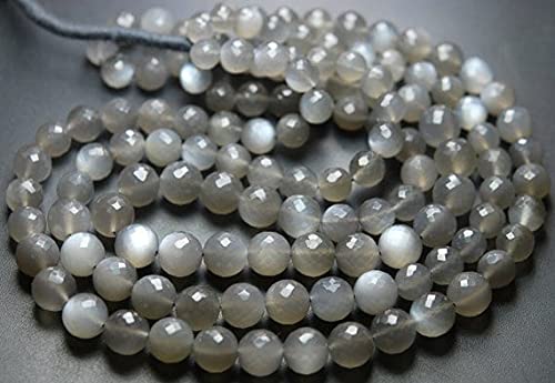 Perles pierre de lune grise facettées 9-10mm pour création bijoux