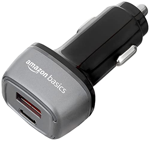 Amazon-Basics-Car-Charger-with-36W-Fast-Charging-Dual-Port-Type-C-and-USB-Output-Micro-USB-Cable-Included-Grey