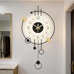 Grande Horloge Murale Moderne pour Salon Décor Horloge Mural Décor décoratif Pendulum Horloge Mur avec Batterie légère Operated Non Ticking pour Chambre Bureau de Cuisine Maison Unique 12.5 * 25.5 1 cm