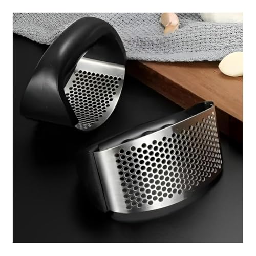 Image of Stainless Steel Garlic Crusher & Ginger Crusher | Manual Garlic Press with Ergonomic Handle (Black)