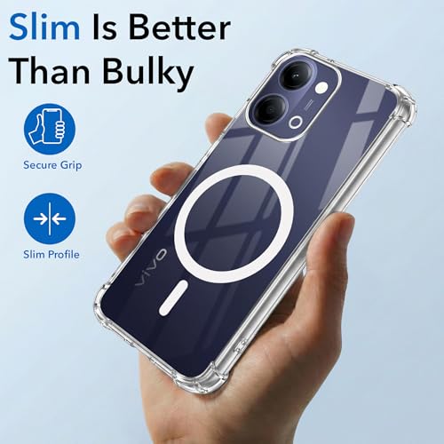 Image of Jkobi Shockproof Crystal-Clear Back Cover for Vivo Y05 4G | Vivo T5 Lite 5G (Magsafe Wireless Support | Drop & Camera Protection | Hard Polycarbonate)