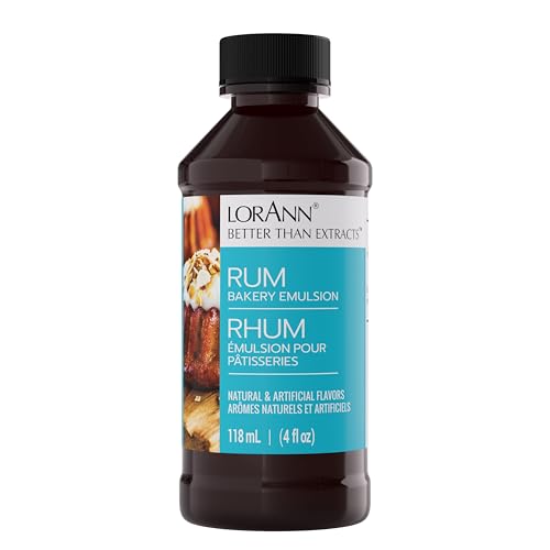 LorAnn Oils Rum Bakery Emulsion: Realistic Flavor, Ideal for Enhancing Boozy Notes in Baked Goods, Gluten-Free, Keto-Friendly, Extract Alternative Essential for Your Kitchen, 4 Oz