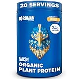 BIRDMAN Falcon Organic Vegan Protein Powder Vanilla, 24g Protein, Sugar Free, Probiotics, Low Carb, Keto Friendly, Dairy Free, Lactose Free, Non Whey, Plant Based Pea Protein Powder - 20 Servings
