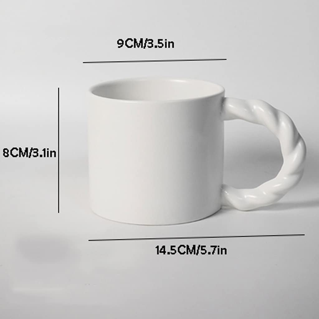 Becher Knoten Griff Becher Große Kapazität Japanisches Paar Frühstück Milch Kaffeetasse Wassertasse Keramik Einfache Kaffeetasse (Farbe: Blanc)