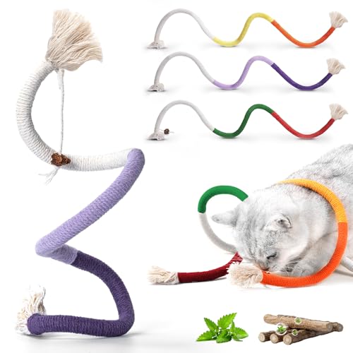 Jouet Chat, Jouet de Dentition Chaton, 70Cm Jouet Chat Corde, Jouet a Macher Chat, Jouet pour Chat Interactif, Jouets de Soins Dentaires pour Chats, pour Interagir Et Nettoyer Les Dents