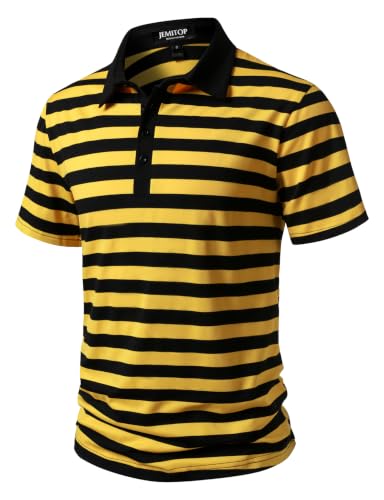JEMITOP Men Stretch Knit Slim Fit Polo Shirt | Striped, Colorblock, Casual, Short Sleeve, Collared miniatura 6