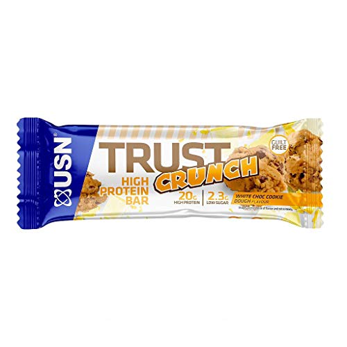 USN Trust Crunch Protein Bar, Low Sugar, 20 g of Protein Per Protein Bar, White Chocolate, 12 x 60 Protein Bars