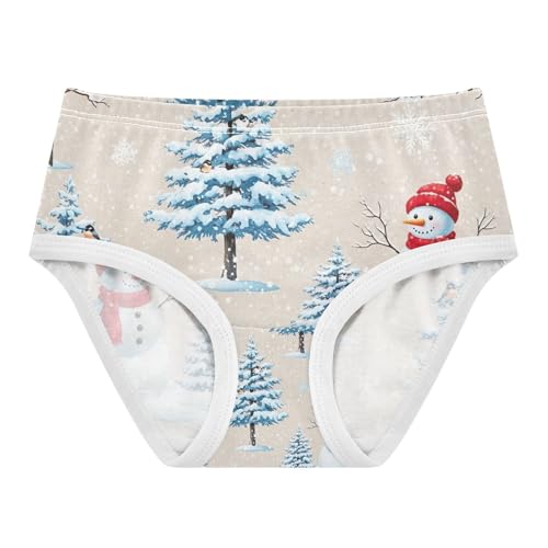 Cute Snowman Cotton Toddler Underwear, Girls' Cotton Brief Underwear, 2T–8 Years