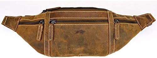 Ven Tomy Women's Men's Leather Waist Bag/Belt Bag Doggy Bag in Vintage Style Mi 3 Compartments Adjustable Belt Buffalo Leather Brown