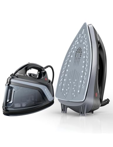 Image of Steam Station Iron for Clothes,1600W Professional Steam Iron with 44 oz Tank, 400 microsteam holes, Built-In Pump, Ceramic baseplate,Iron Lock For Easy Carry,Home use
