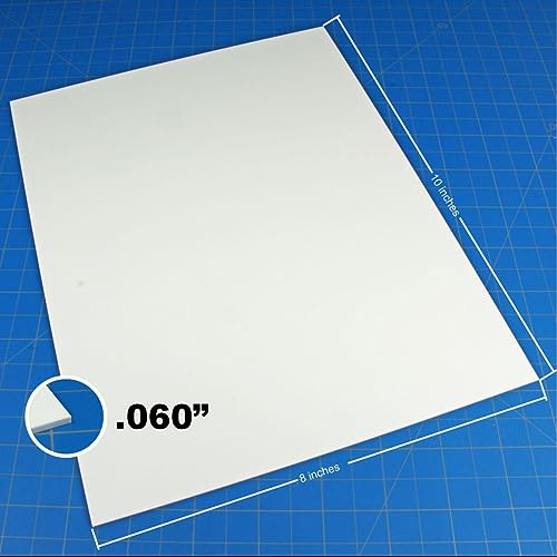 Image of LITKO Plasticard Styrene Sheets | .060 inch Modeling Plastic | White | 4 Pack | Four 8x10-inch polystyrene sheets | Semi-rigid - strong enough for structures | For scratch building, terrain & bases