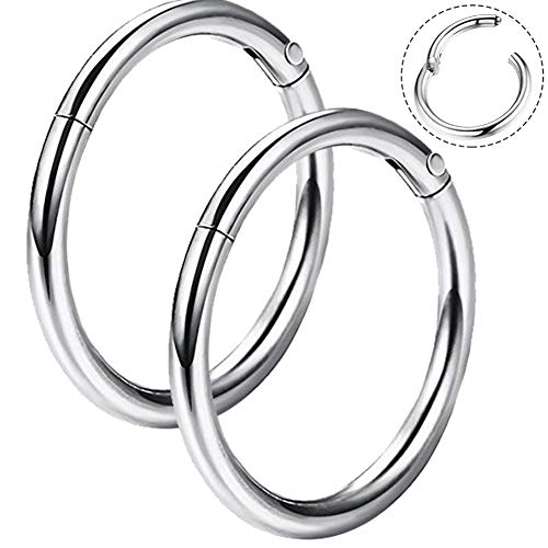 OUFER 16G 316L Surgical Steel Hinged Clicker Segment Septum Lip Nose Hoop Ring Helix Daith Cartilage Tragus