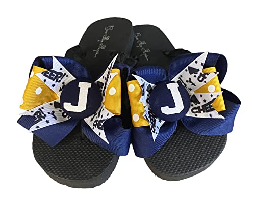 Cheer Bow Flip Flops With Glitter Initial, Purple & Gray, Girls Sandals #TOP5