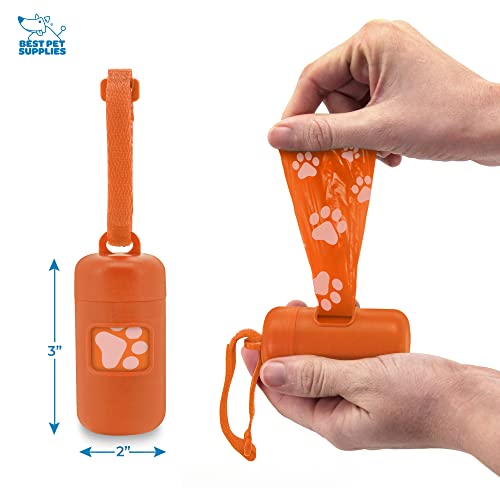 Image of Best Pet Supplies Dog Poop Bag Holder Leash Attachment Reusable Dispenser for Travel, Walking, Park, and Outdoor Use, Durable with Clip-On - Orange, Pack of 2