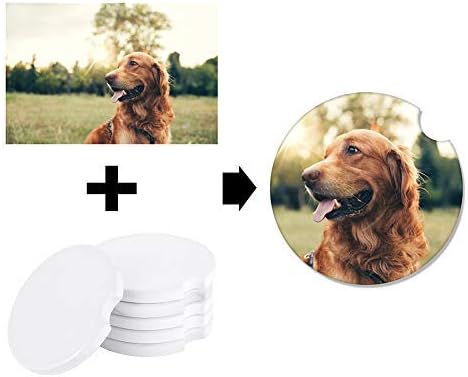 Sublimation Blanks Absorbent Car Coasters 6pcs, Auto Coasters for Cup Holders, Neoprene Car Coasters Absorb Spills to Keep Cupholders Clean (White-Matte(Ceramic for Thermal Transfer))
