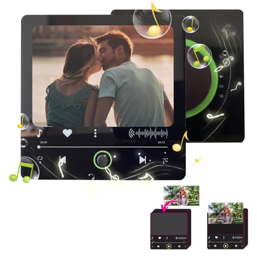 Music Fridge Magnets New DIY Musical Fridge Magnet Photo Frames for Adults Strong Acrylic Music Album Magnet Can Change Photo and Music Yourself Valentines Day Gifts for Men Women No Customized